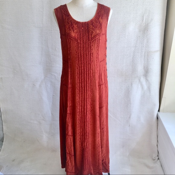 Vintage 90s OS Boho Maxi Dress Adjustable Tie Back - Picture 8 of 9